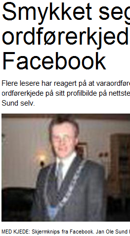 Enda en som klarte å legge ut bilde på Facebook. (Faksimile fra Trønderbladet.)